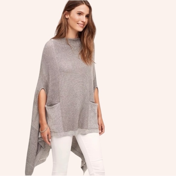 Anthropologie Sweaters - MOTH for ANTHROPOLOGIE Gray Knit Madison Park Poncho, size XS/S